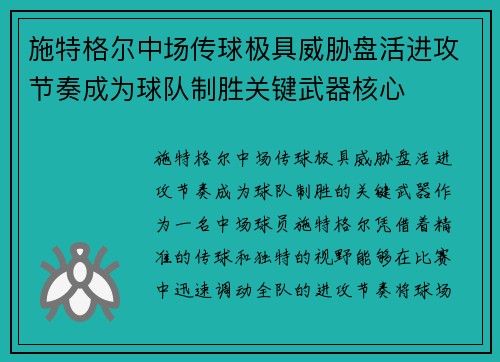 施特格尔中场传球极具威胁盘活进攻节奏成为球队制胜关键武器核心 施特格尔中场传球极具威胁盘活进攻节奏成为球队制胜关键武器核心